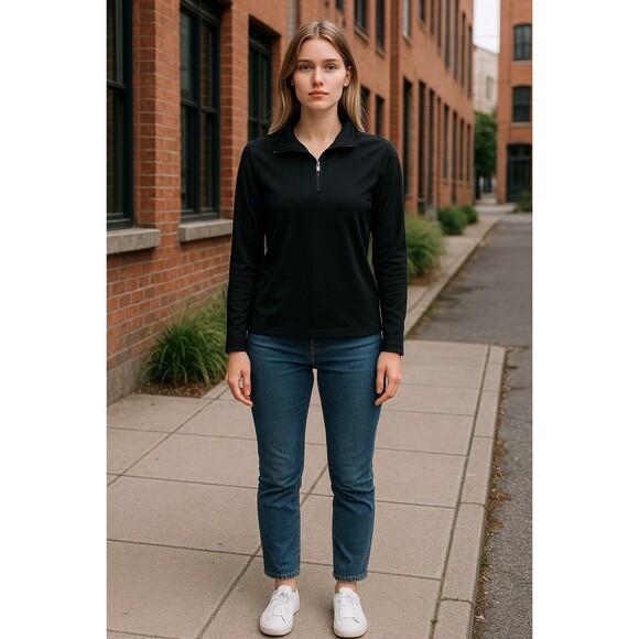 MARKER Sweater Womens Size XLARGE Black One Quarter Zip Fleece Polartec - Picture 1 of 11